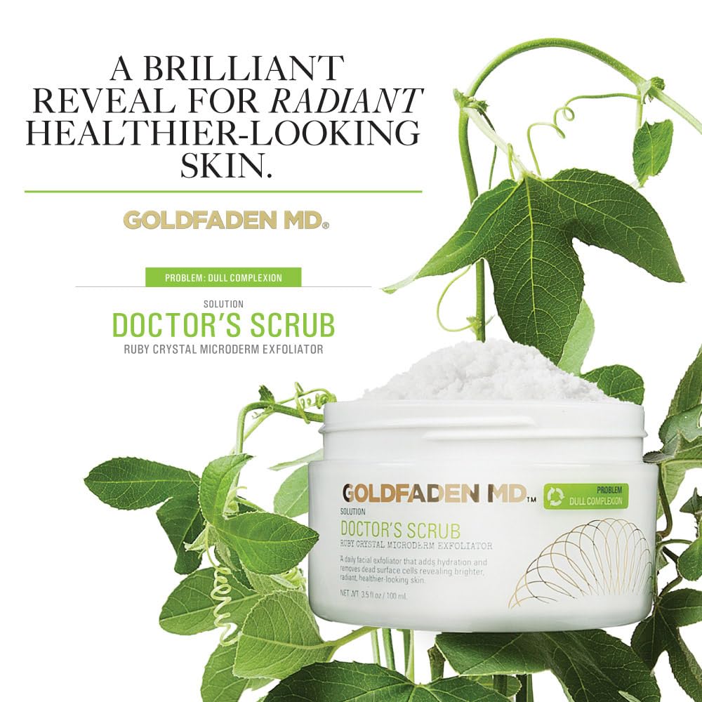 GOLDFADEN MD Doctor's Scrub ruby crystals enhance exfoliation for smoother complexion.