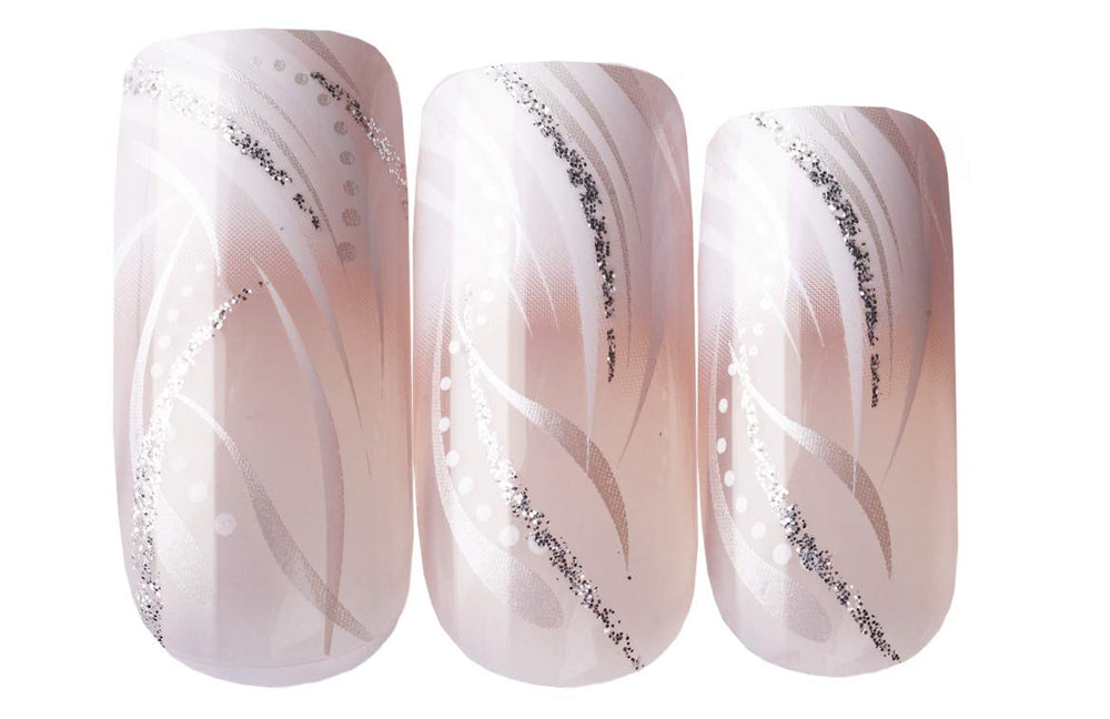 Goldfinger Gel Glam Design Nails long nails on hand highlight dramatic salon-style length.