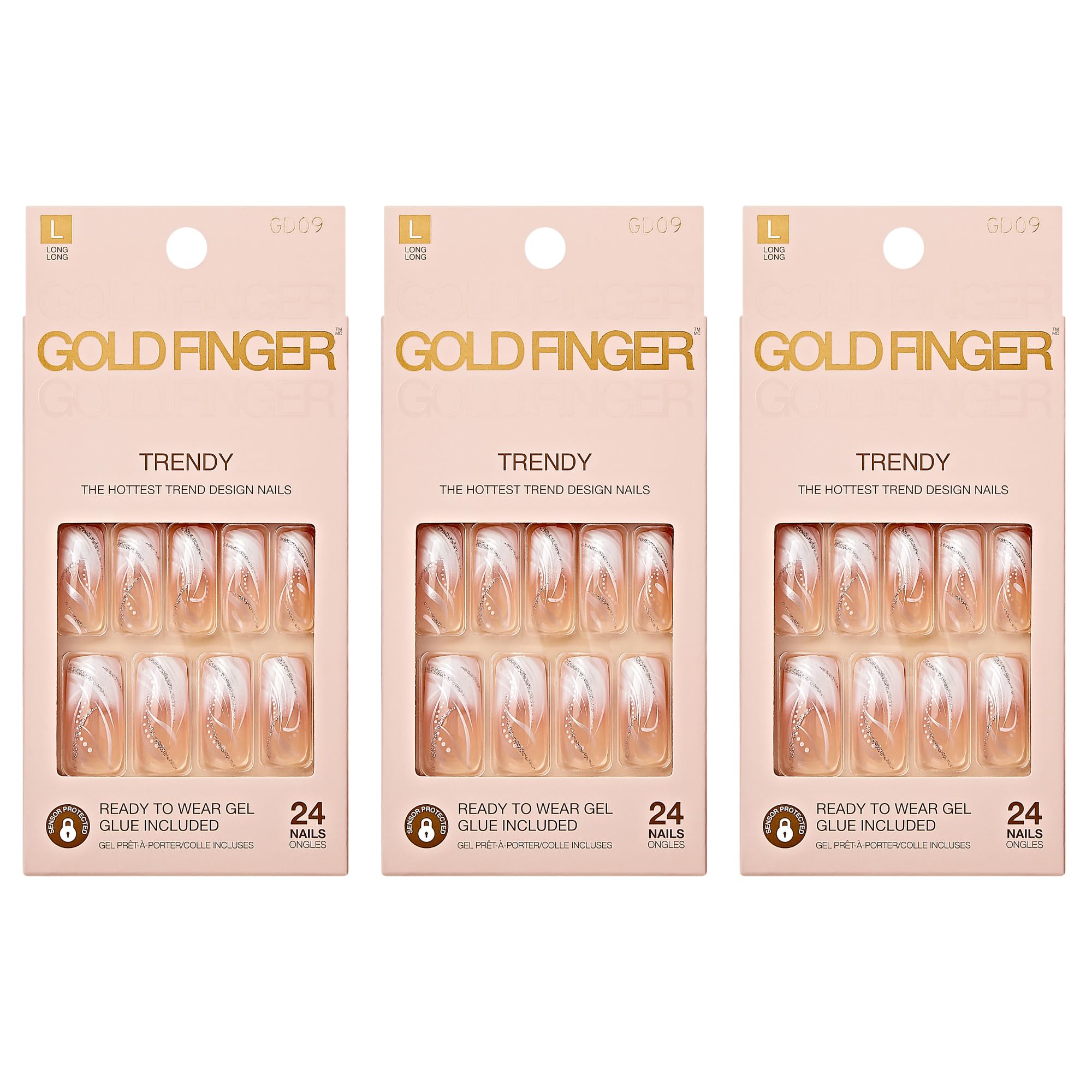 Goldfinger Gel Glam Design Nails packaging showcases a convenient at-home manicure kit.