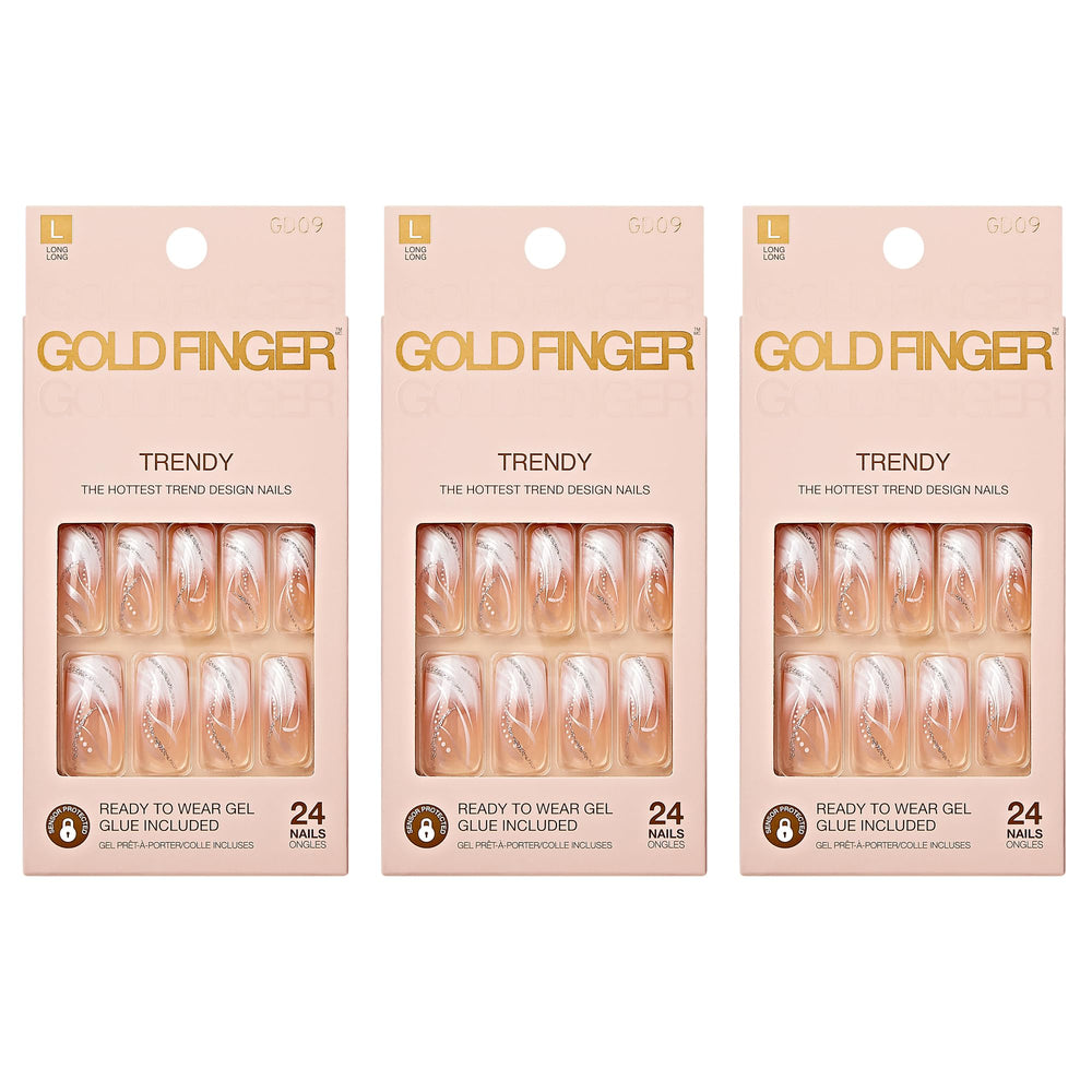 Goldfinger Gel Glam Design Nails packaging showcases a convenient at-home manicure kit.