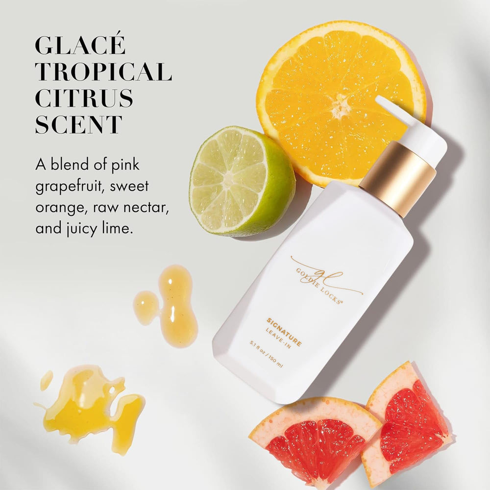 Goldie Locks Signature Leave-In Conditioner ingredients highlight marula and coconut oil benefits.
