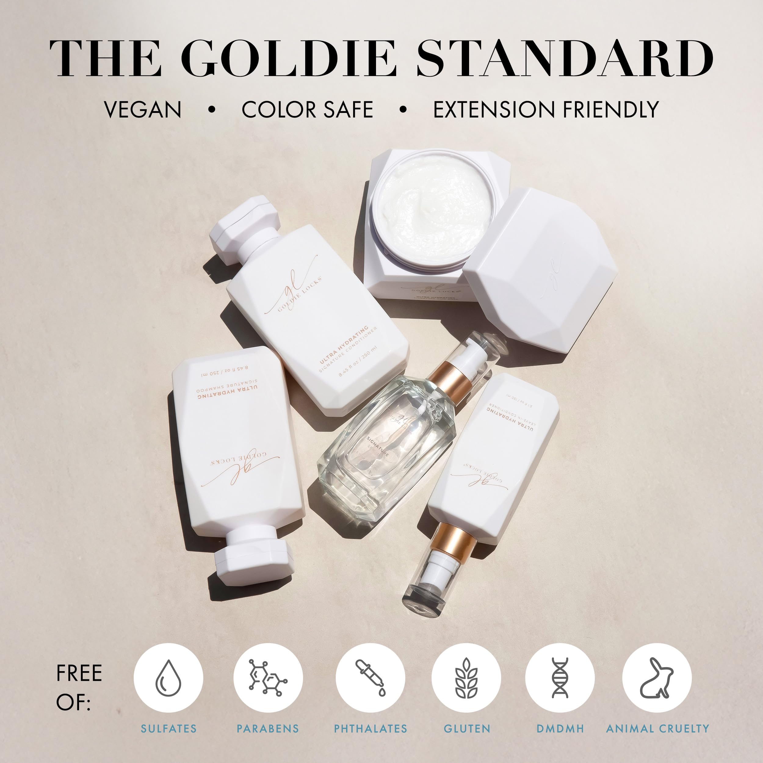 Goldie Locks Signature Serum botanicals and biotin blend highlight ingredients.