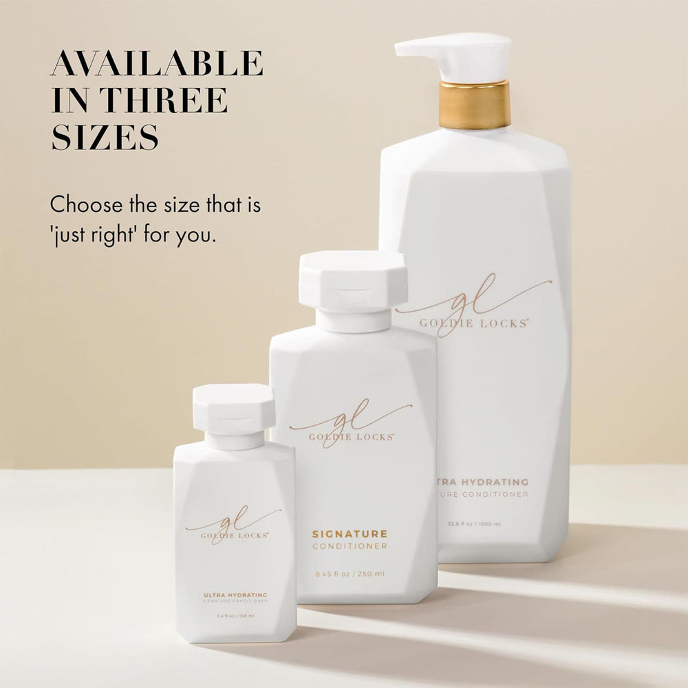 Goldie Locks Ultra Hydrating Conditioner safe for color-treated hair and extensions.