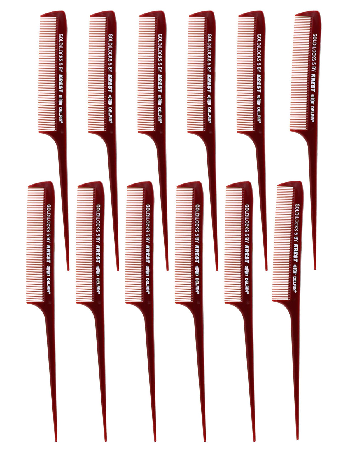 Goldilocks Krest G5 rattail comb with extra-fine teeth for precise parting and heat styling.