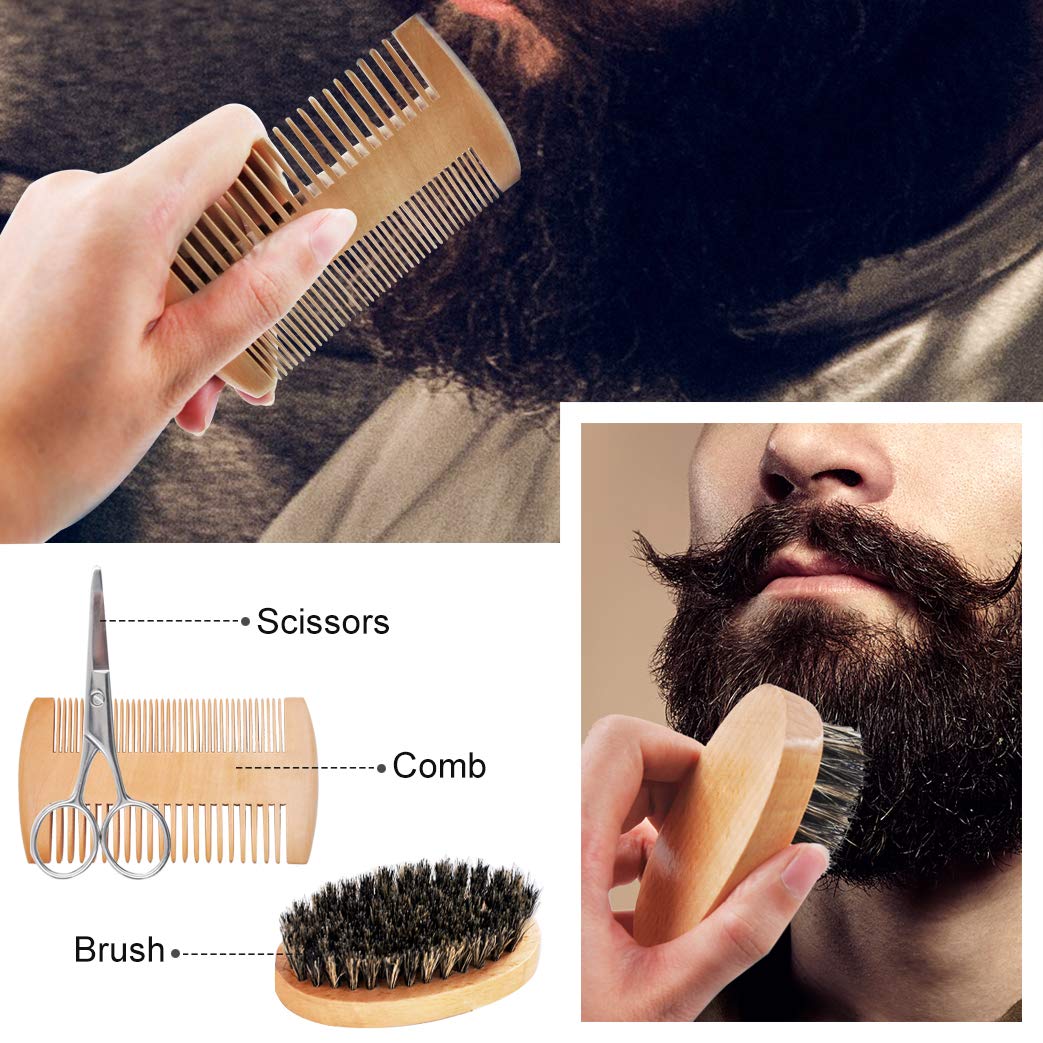 GoldWorld beard comb and brush paired for precise detangling and styling