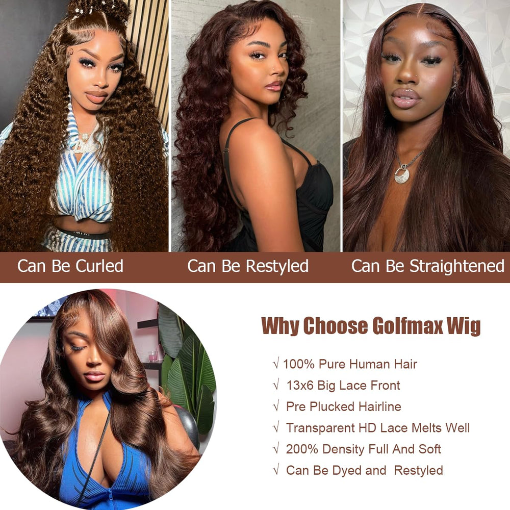 GOLFMAX 13x6 HD lace front wig close-up showing natural parting