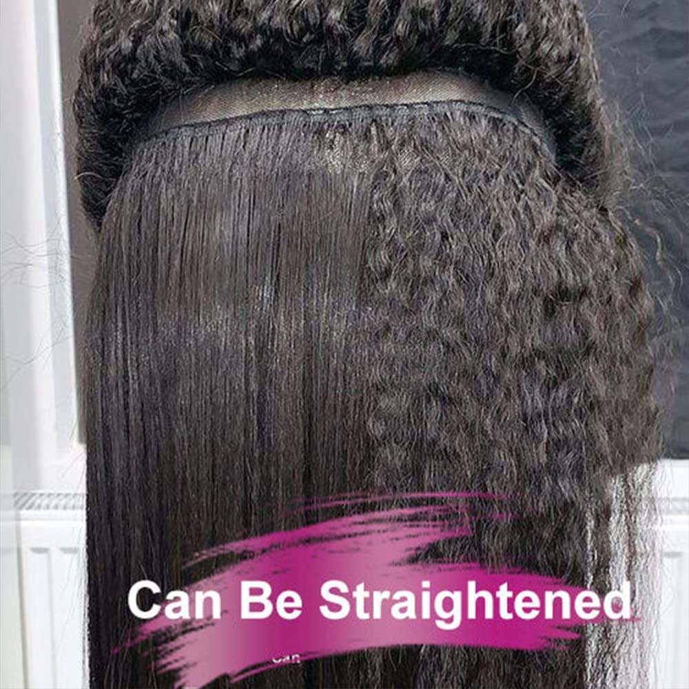 GOLFMAX kinky straight wig braid-ability demonstrates big parting space for styles.