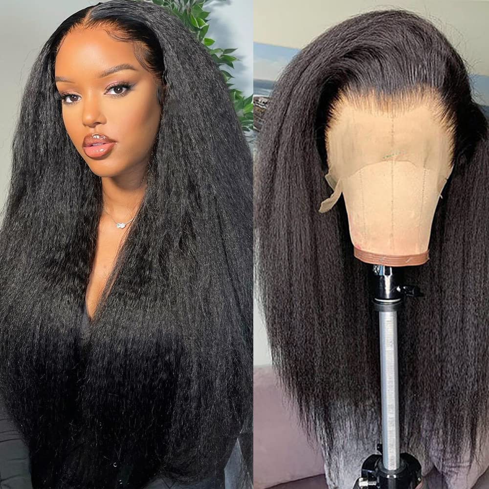 GOLFMAX kinky straight wig front view shows full natural volume for daily wear.