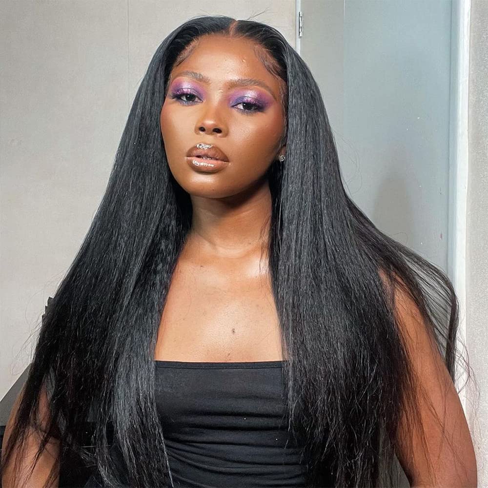 GOLFMAX kinky straight wig length 24-inch delivers dramatic flowing look.