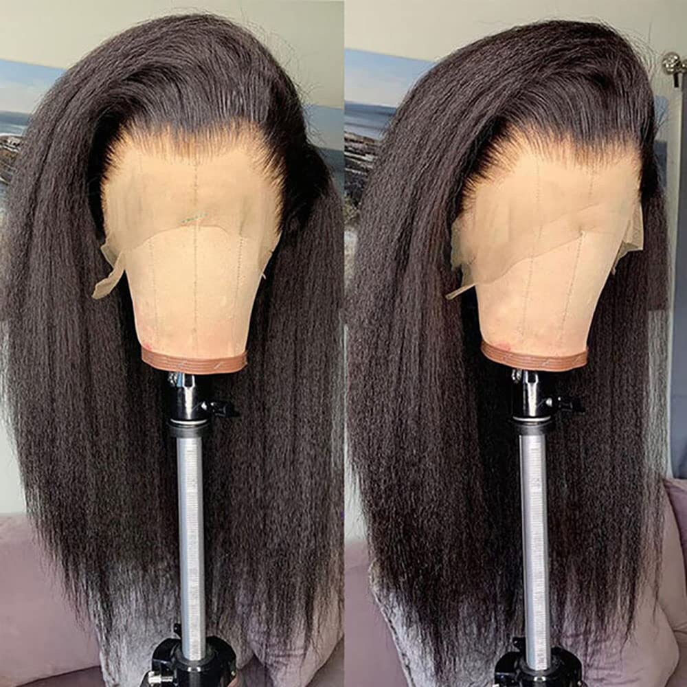 GOLFMAX kinky straight wig texture yaki straight ready for customization like curling or dyeing.