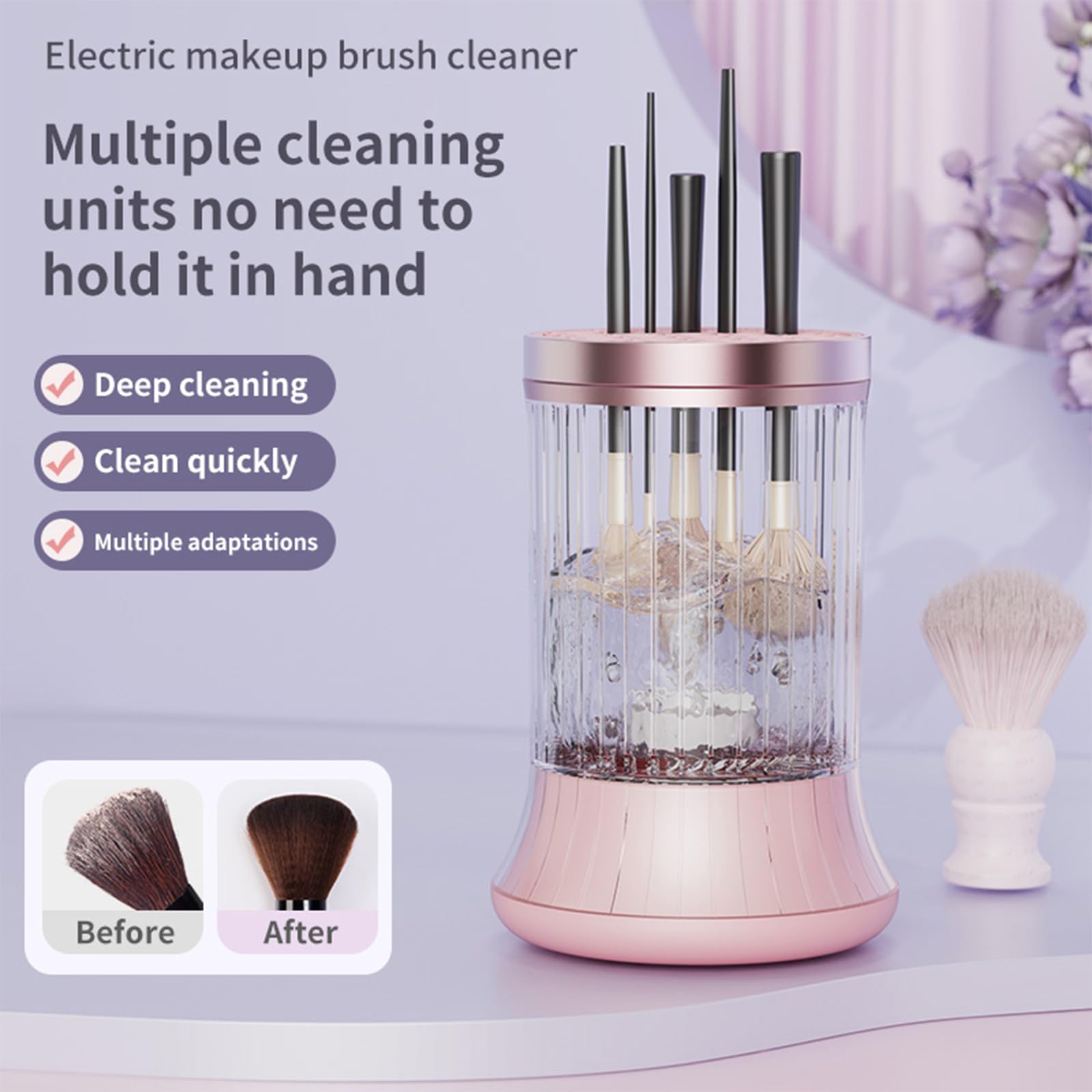 GOLIKEE pink automatic wash step demonstrates high-speed cleaning action.