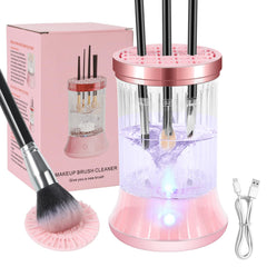 GOLIKEE electric makeup brush cleaner pink front view for easy countertop setup.