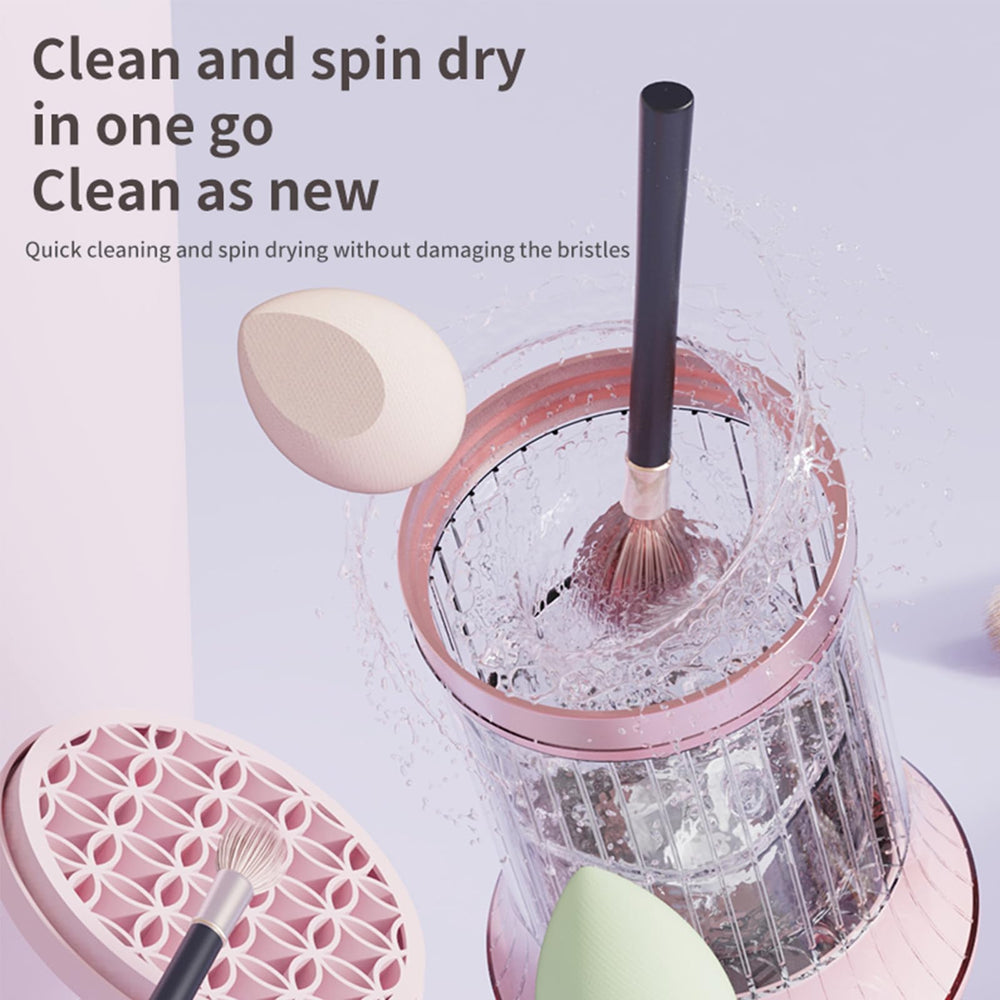 GOLIKEE cleaner in use for hands-free brush washing after makeup.