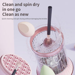 GOLIKEE cleaner in use for hands-free brush washing after makeup.