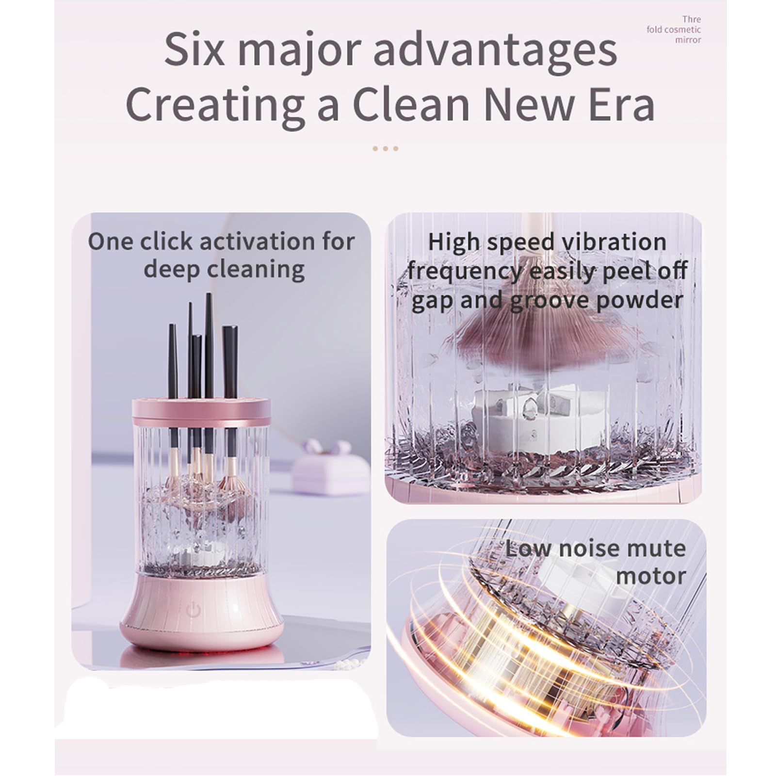 GOLIKEE pink cleaner with hanging feature for air-drying brushes.
