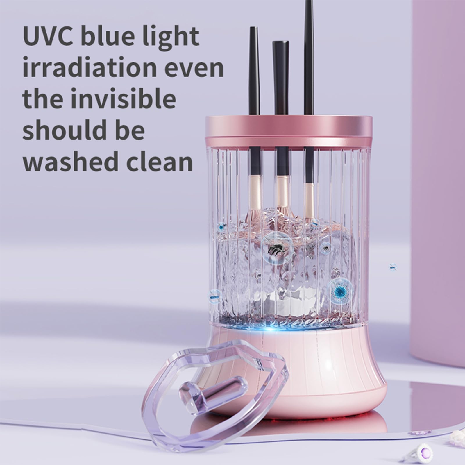 GOLIKEE pink brush cleaner with integrated storage holder.