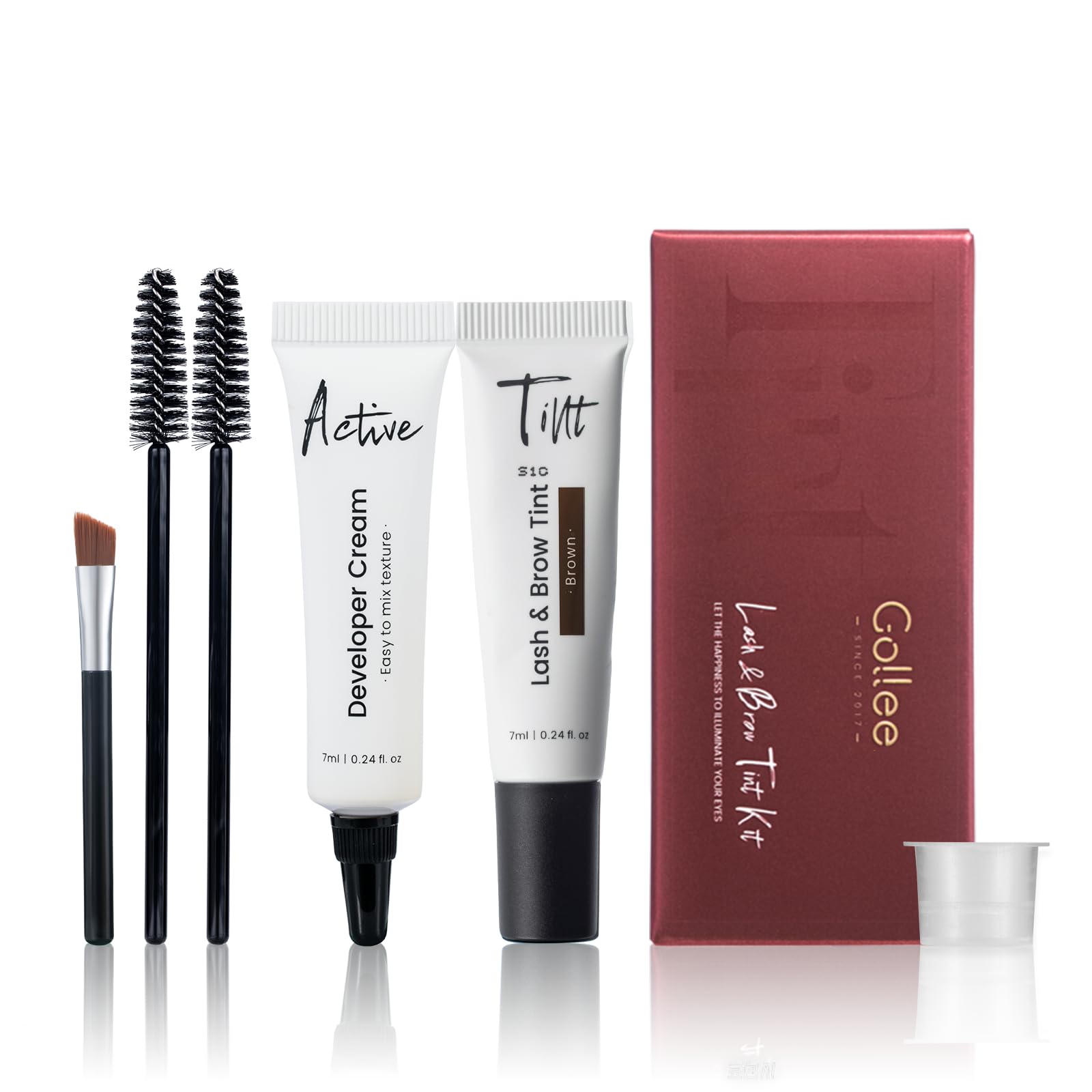 GOLLEE Lash Color Kit Brown packaging and tools for home use