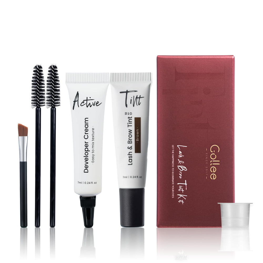 GOLLEE Lash Color Kit Brown packaging and tools for home use