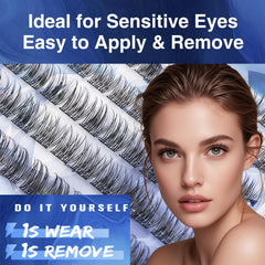 GOLLEE self-adhesive eyelash clusters close-up strips, seamless natural lash alignment.