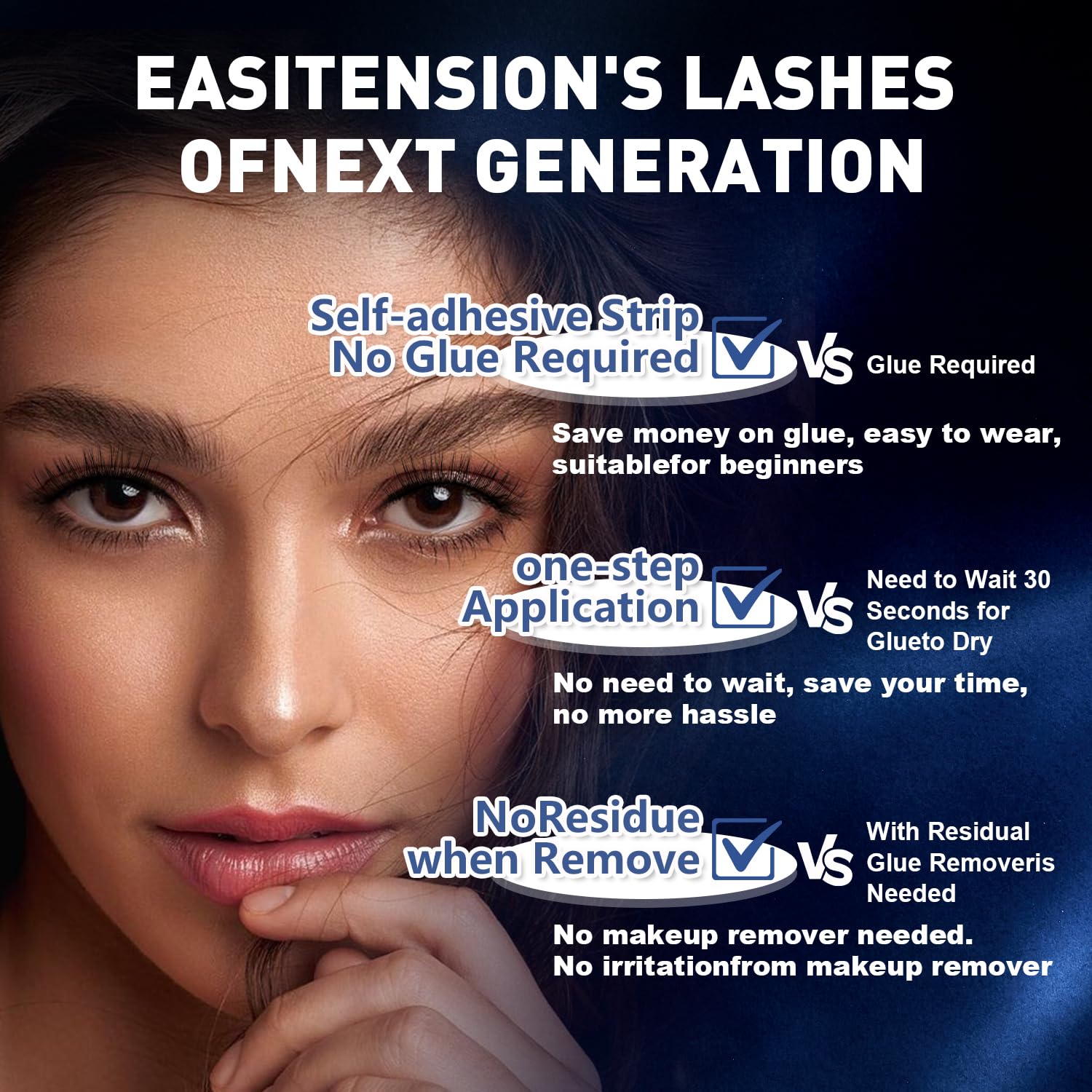 GOLLEE no-residue design image, glueless lashes with clean removal.