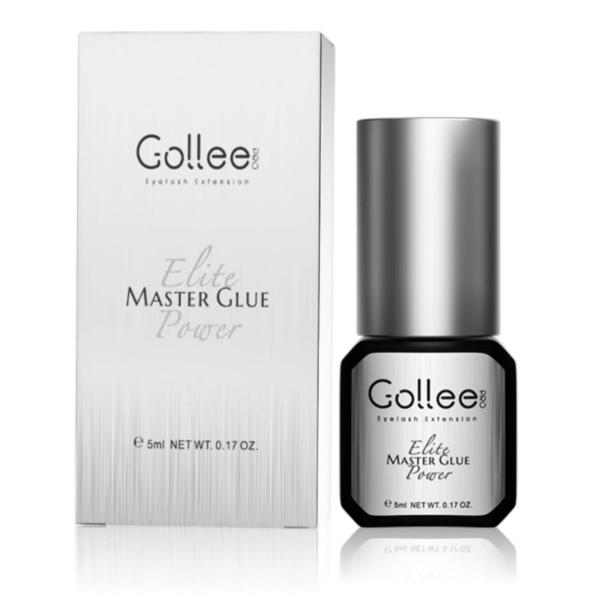 GOLLEEPRO eyelash extension glue bottle closeup showing fast-dry formula for busy salons