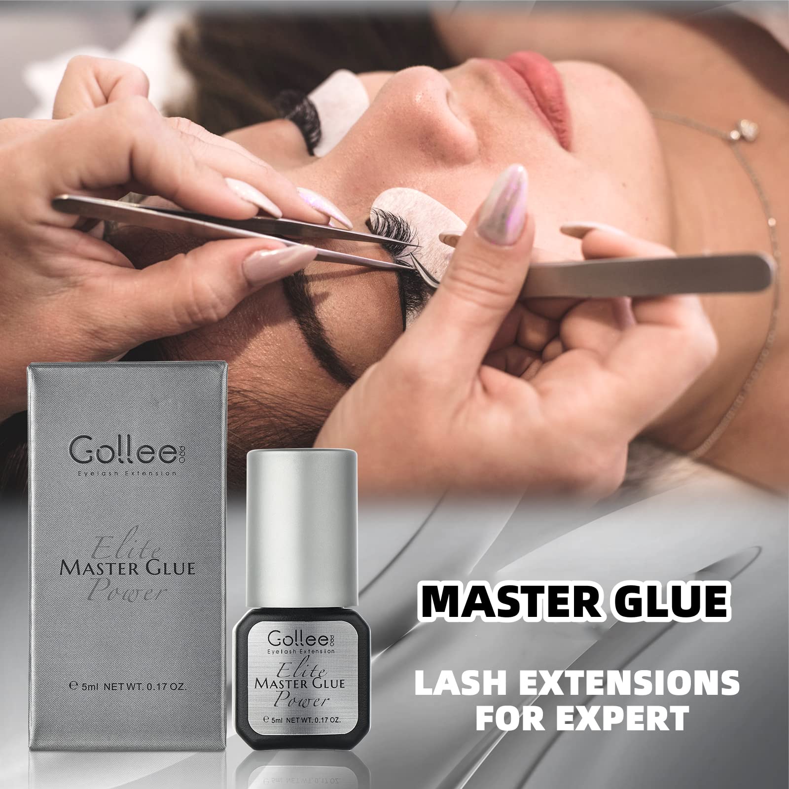 GOLLEEPRO glue with brush tip ready for volume lash artistry in salons