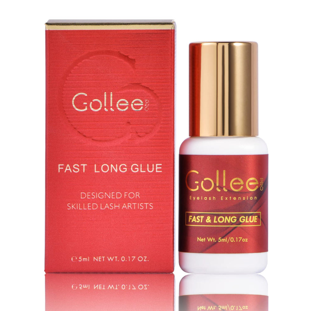 GOLLEEPRO eyelash glue bottle packaging highlighting premium professional adhesive for salons
