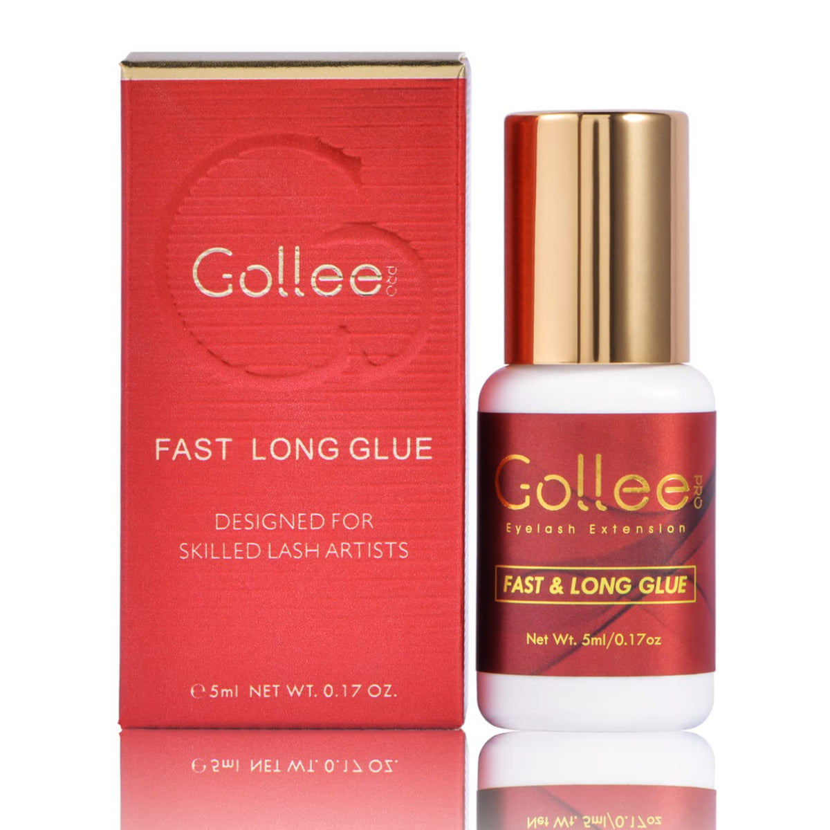 GOLLEEPRO eyelash glue bottle packaging highlighting premium professional adhesive for salons