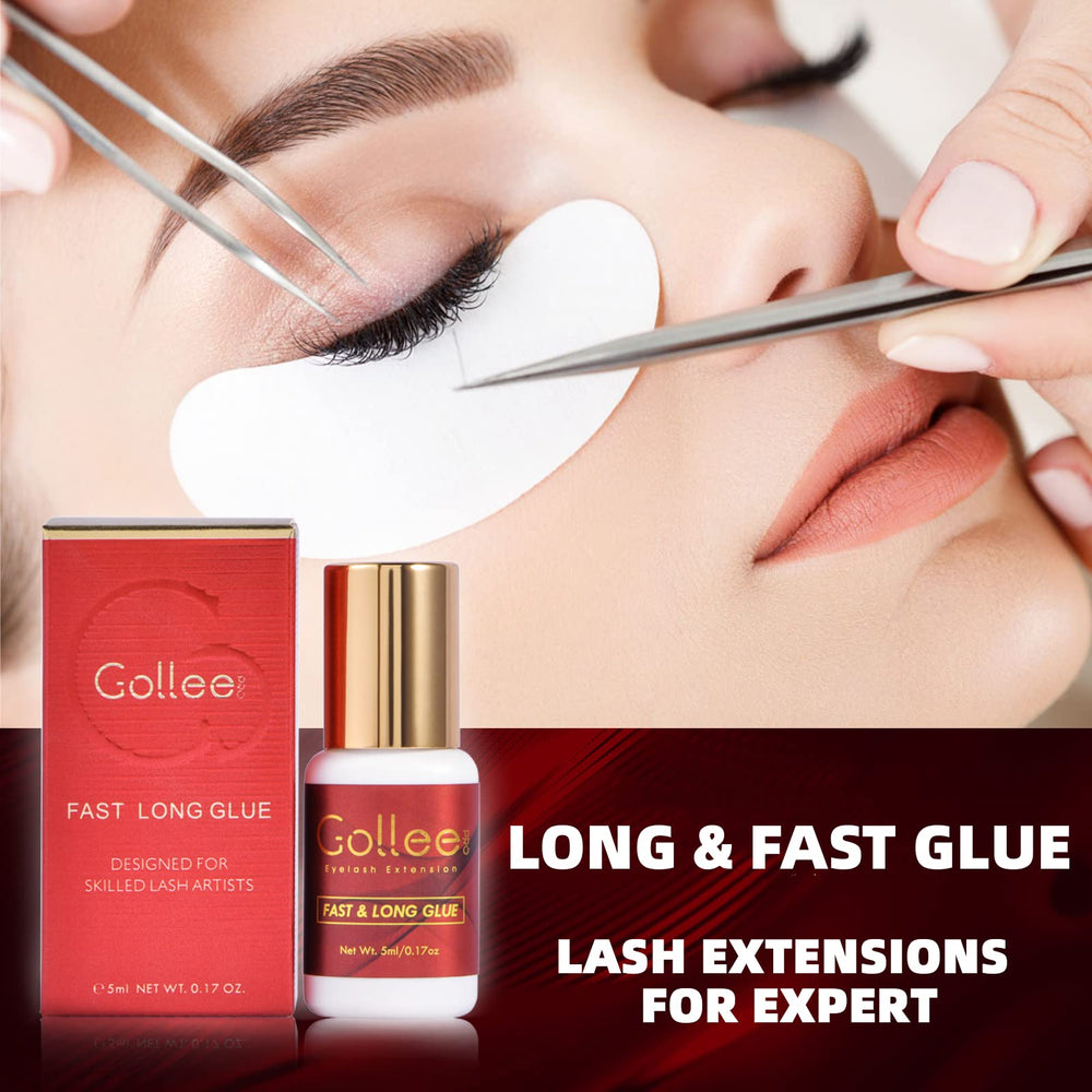 GOLLEEPRO eyelash glue 1 second dry time emphasizes fast set for quick sessions