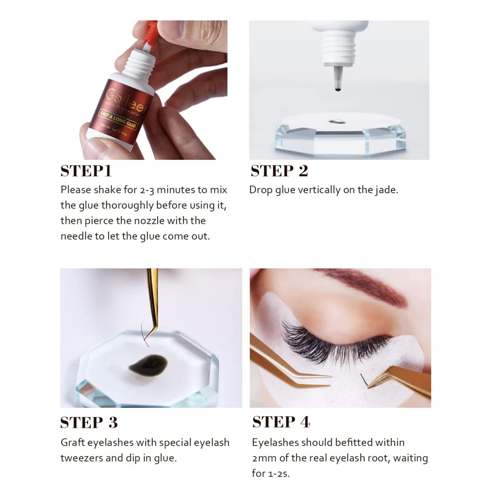 GOLLEEPRO eyelash glue professional use only label reinforces salon-grade safety
