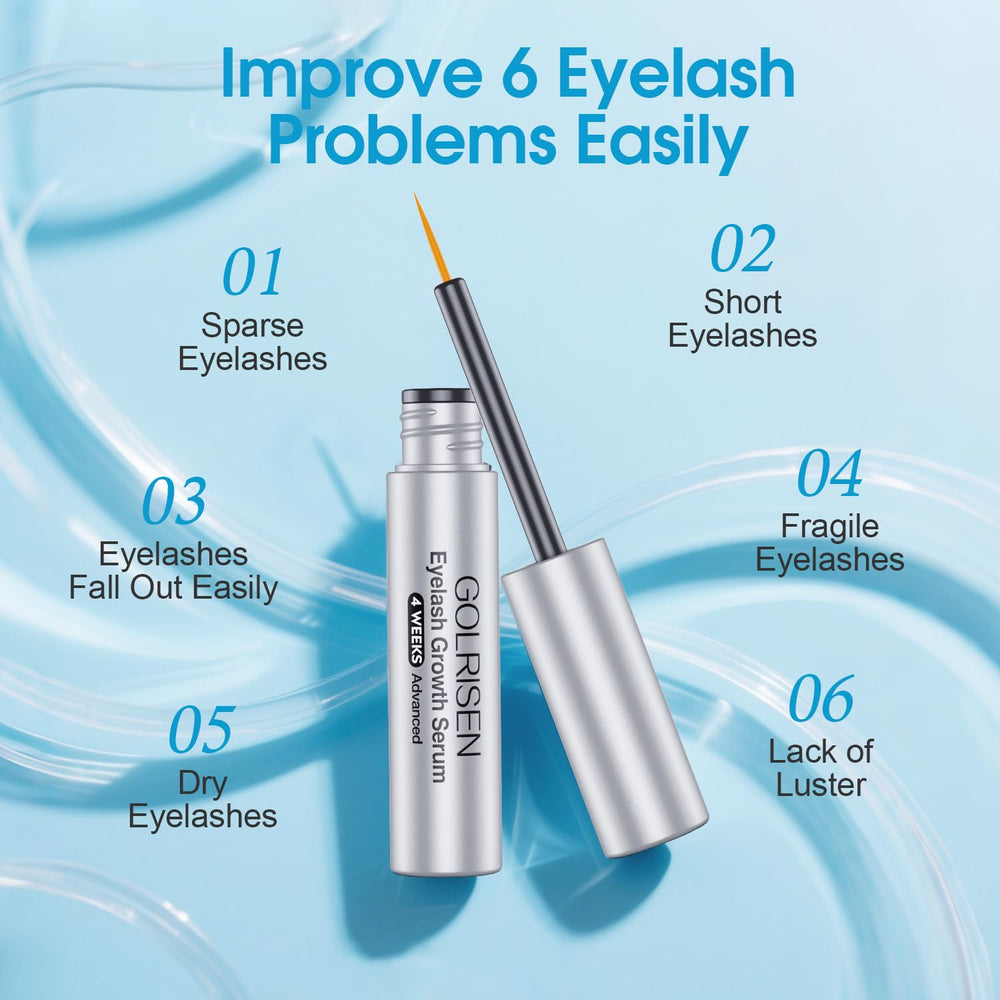 GOLRISEN eyelash growth serum after-use result showing improved lash conditioning.