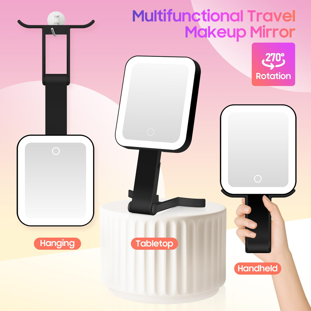 GOMIPURU foldable travel mirror with hinge enables portable, hands-free use.