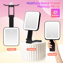 GOMIPURU foldable travel mirror with hinge enables portable, hands-free use.