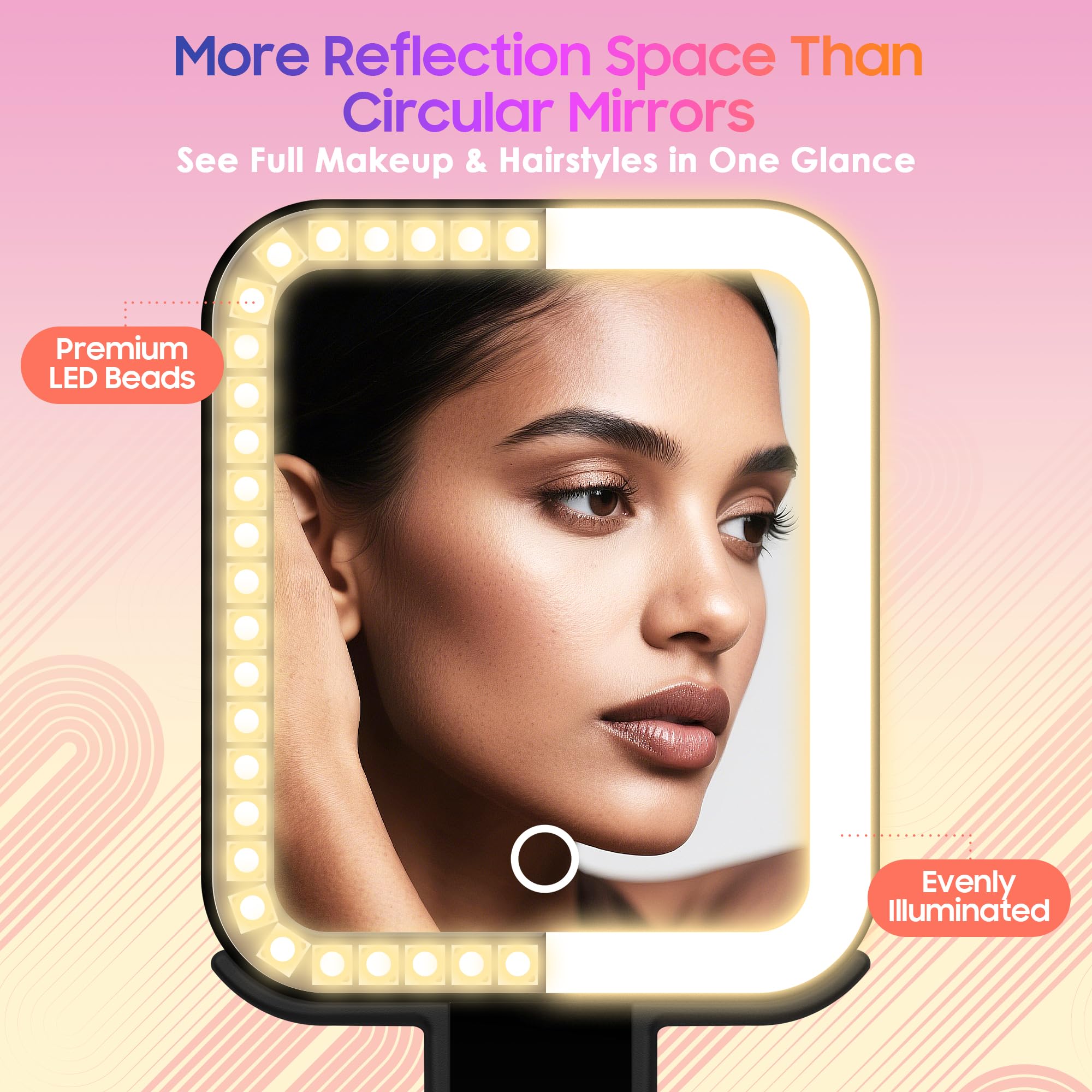 GOMIPURU square design delivers more reflection space for makeup.