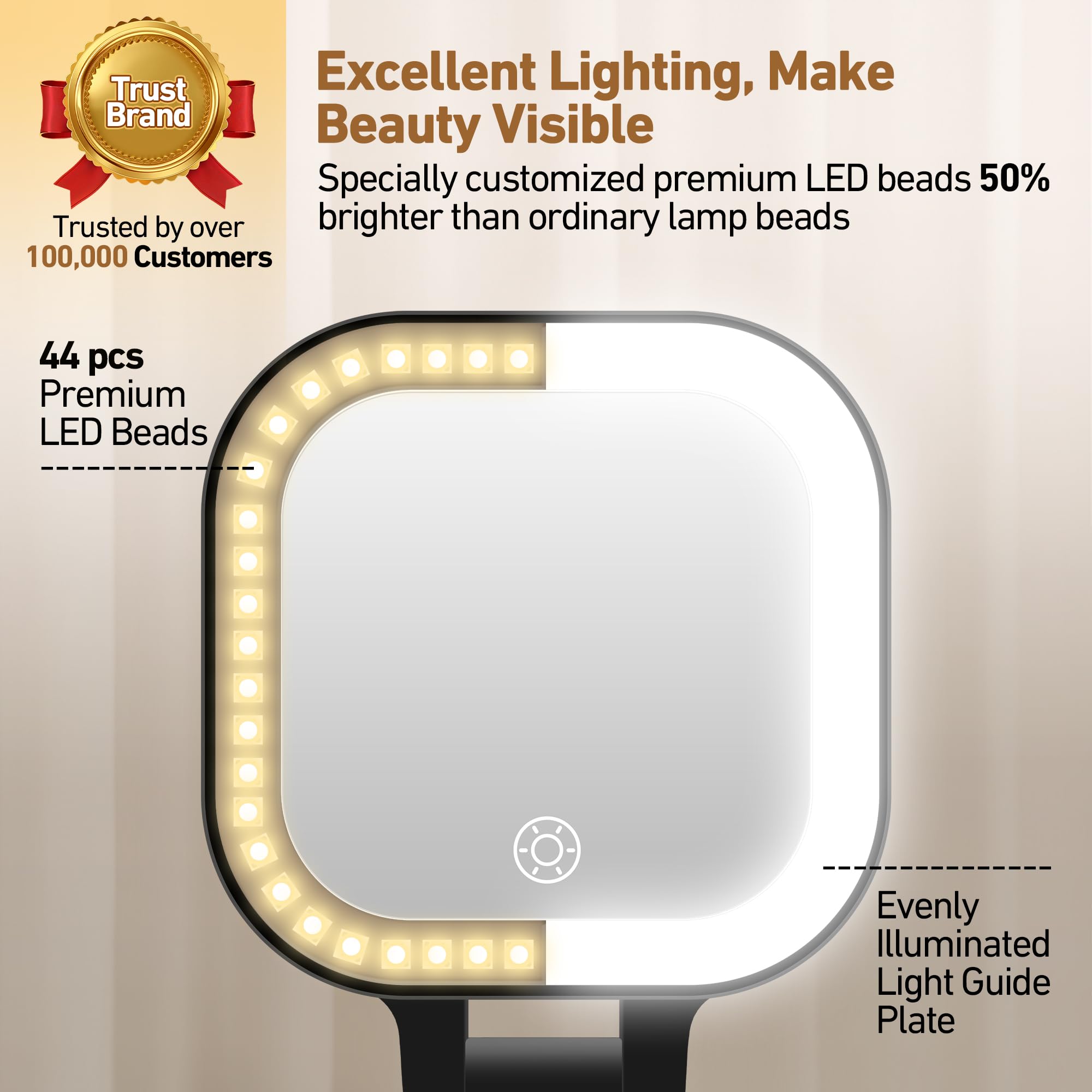 GOMIPURU compact mirror works as desktop, handheld, or wall-hung