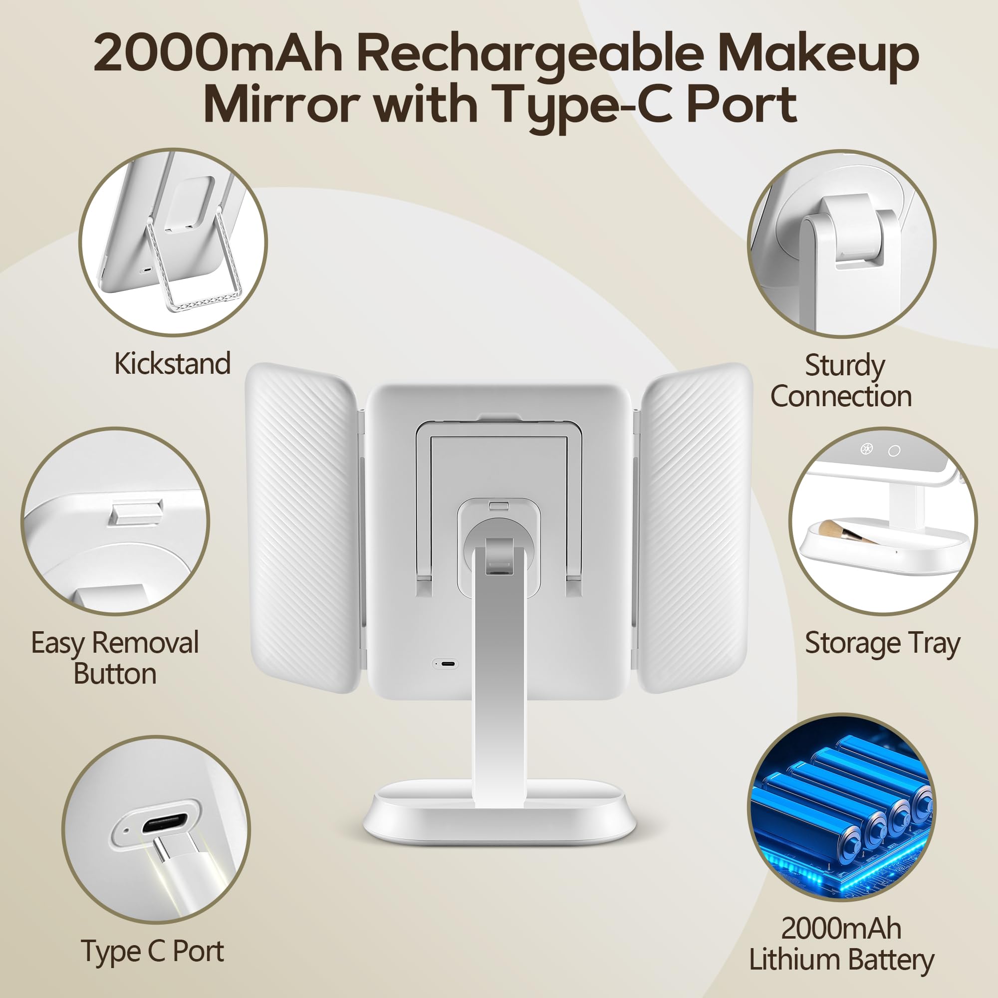 GOMIPURU vanity mirror 360-degree rotation for flexible angles
