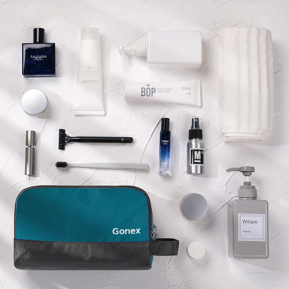 Gonex travel toiletry bag dimension 10.23 by 4.72 by 5.7 inches for compact packing