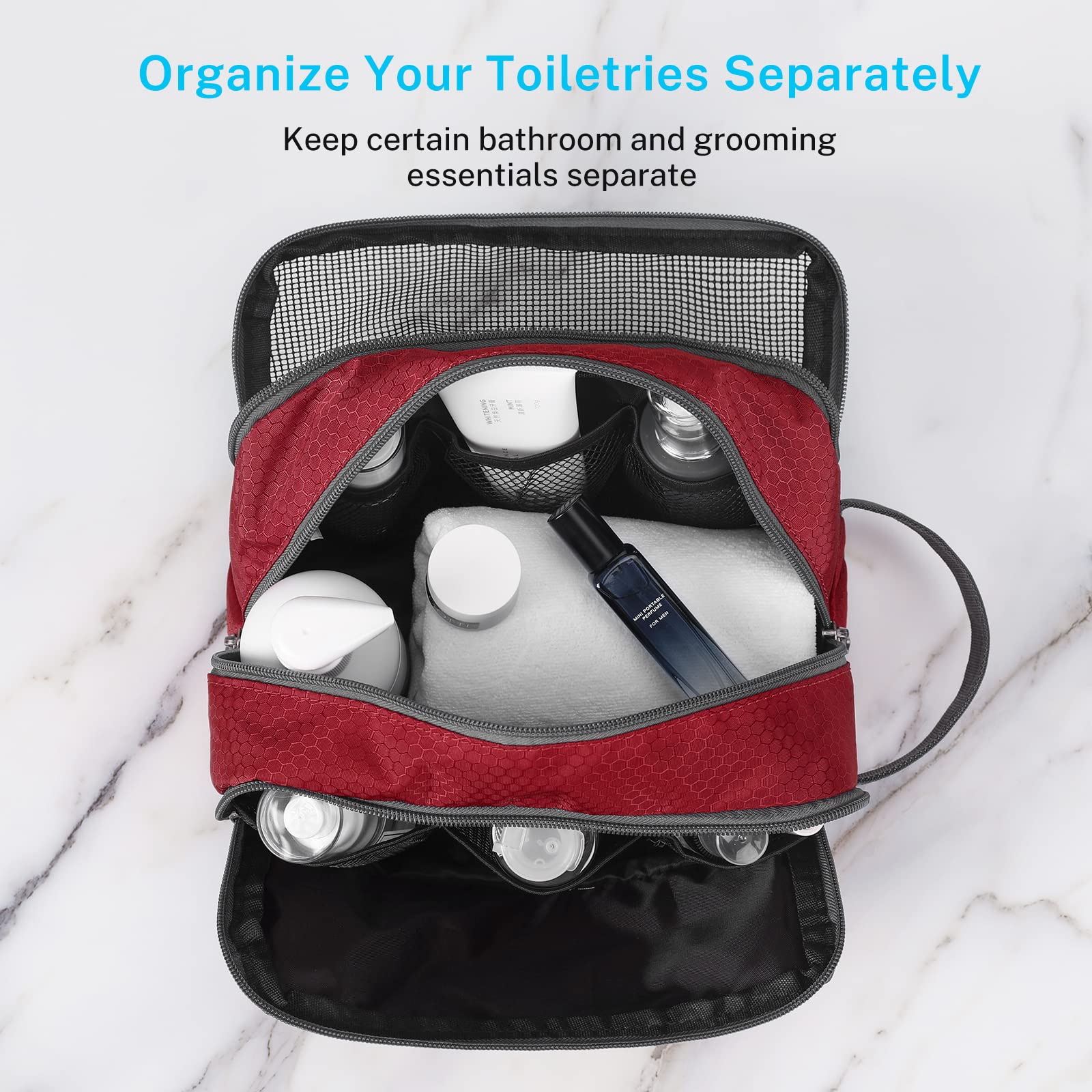 Gonex travel toiletry bag mesh pouch demonstrates breathable organization for small items