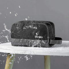 Gonex travel toiletry bag nylon black mesh pouch keeps small items visible.