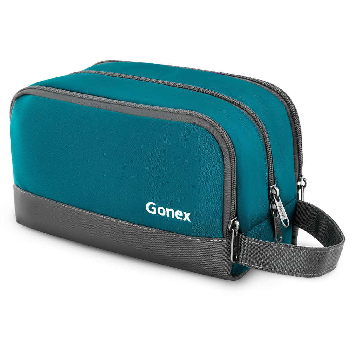 Gonex travel toiletry bag front view peacock green showcasing durable water resistant nylon for reliable travel