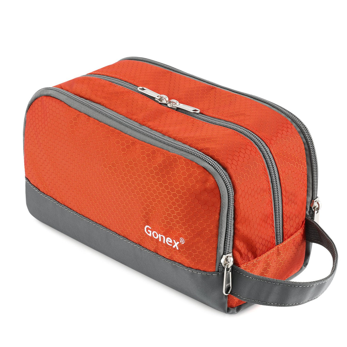 Gonex travel toiletry bag front view showing accessible storage