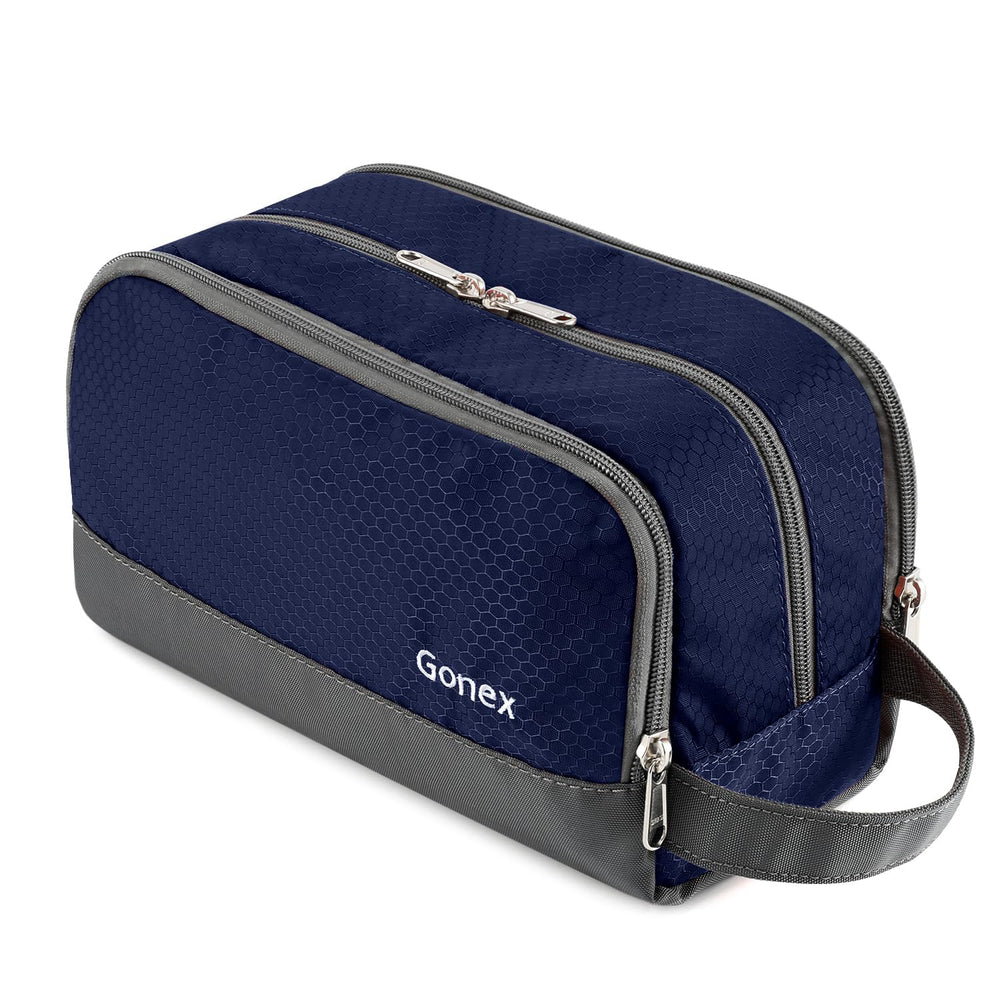 Gonex travel toiletry bag nylon full view showing compact, easy-to-pack design