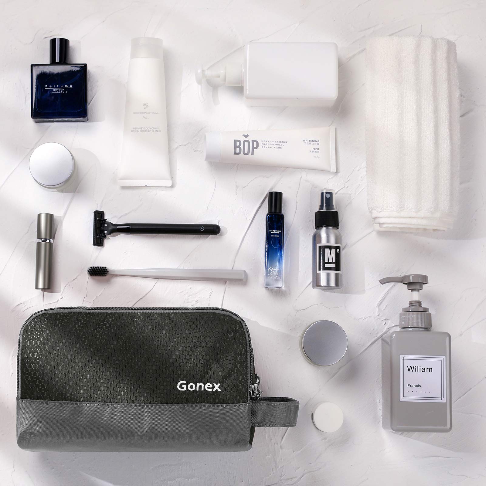 Gonex travel bag gray, front pocket for quick-access toiletries