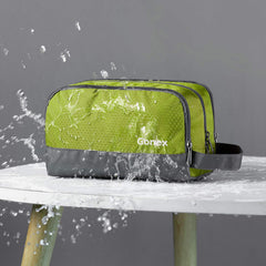 Gonex travel toiletry bag nylon green open-zip reveals organized compartments