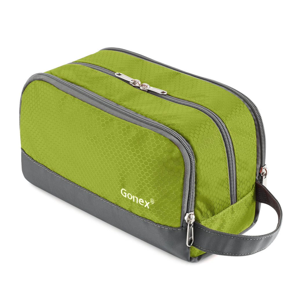 Gonex travel toiletry bag top view shows compact, pack-friendly design