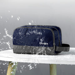 Gonex travel toiletry bag nylon side pocket open illustrating extra storage