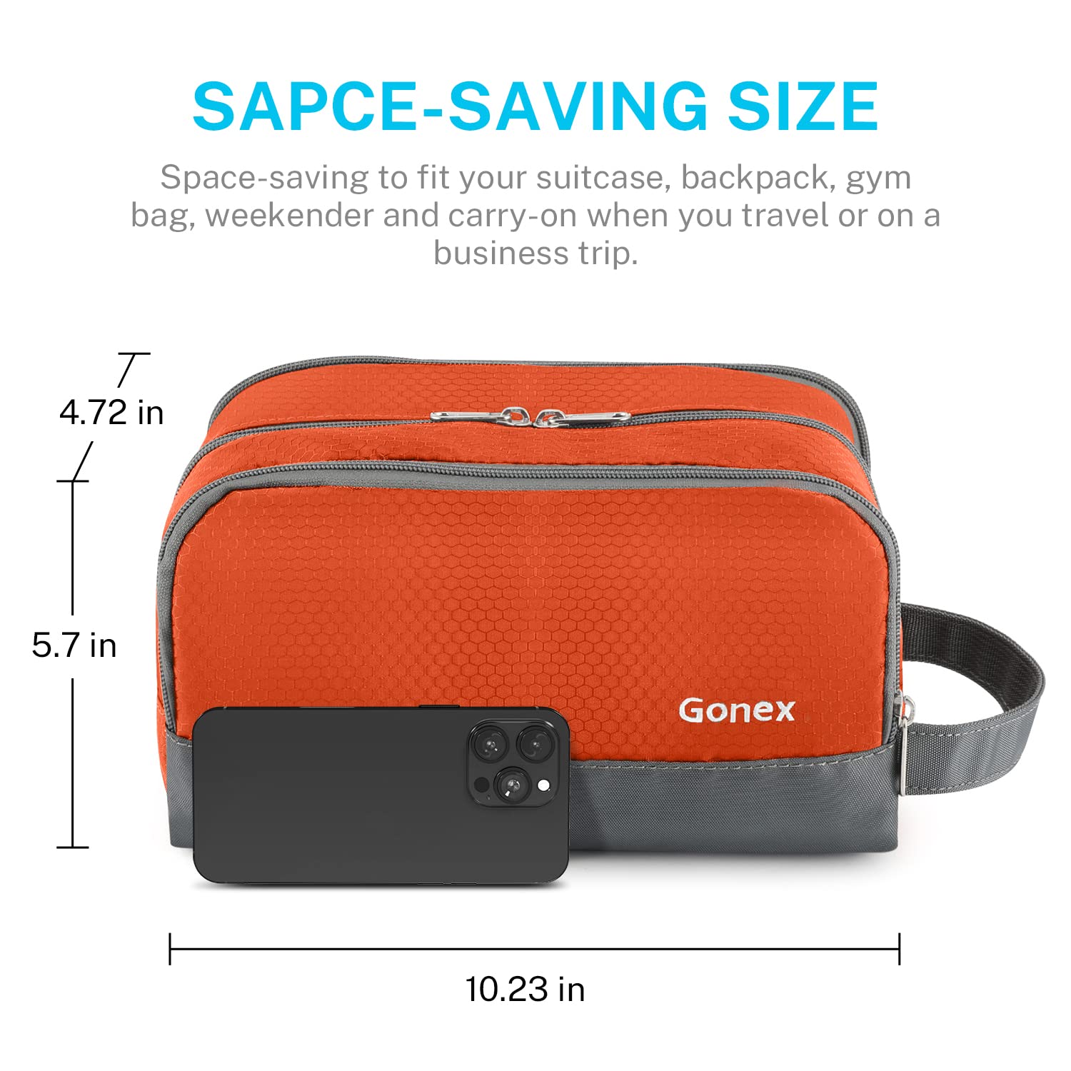 Gonex bag zipper and stitching detail ensures longevity