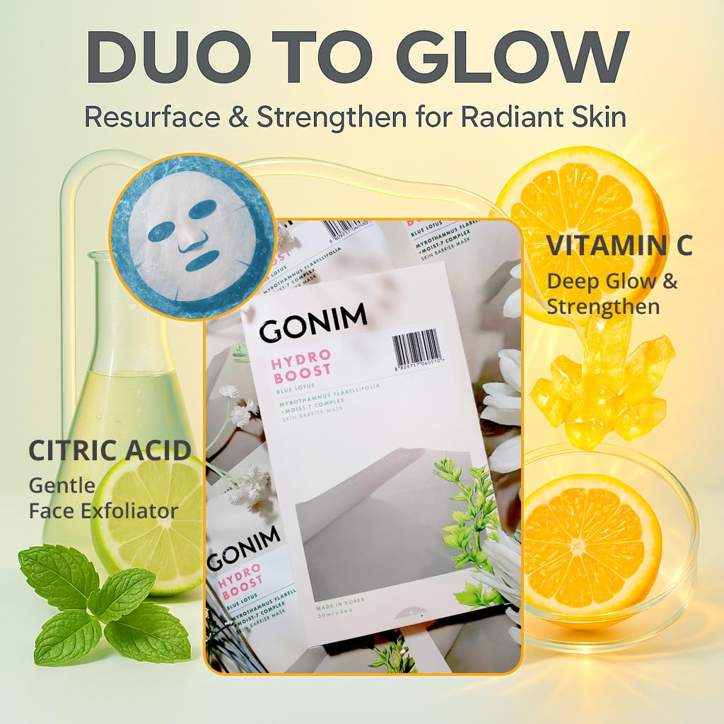 GONIM Travel Essentials image features compact sheet masks for on-the-go hydration.