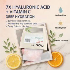GONIM vitamin C and B5 panthenol sheet mask vibrant, brightening effect