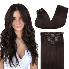 GOO GOO clip-in extensions closeup showing seamless integration and natural shine